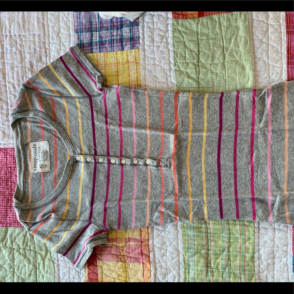 Aeropostale Grey Striped Tee